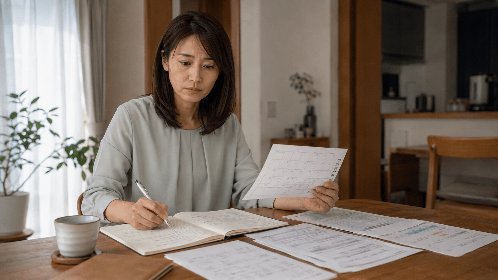 夫の情報を整理する妻